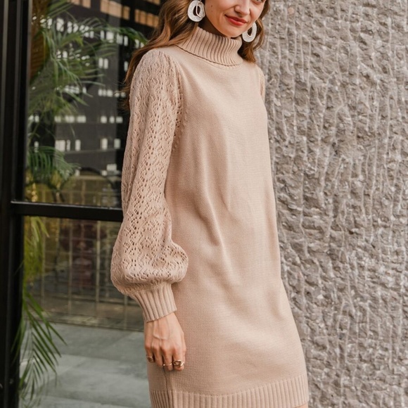 Turtleneck knit sweater dress fall autumn DRESS - Picture 7 of 12